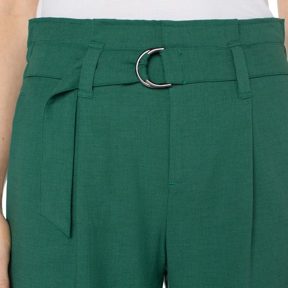 NWT Liverpool Belted Paperbag High Waist Crop Wide Leg Pants In Serpentine - Picture 3 of 4